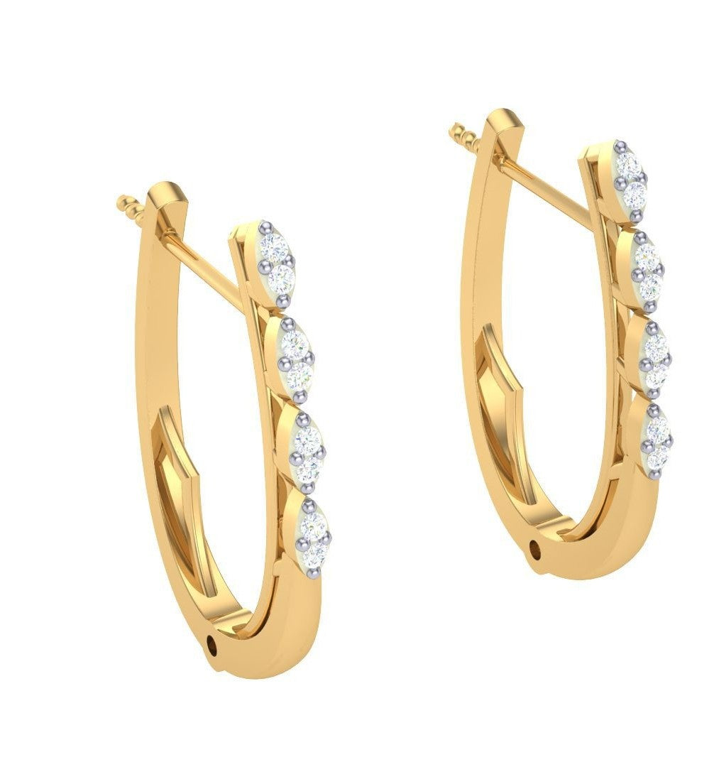 round cut diamond hoop earrings | graduated diamond accent hoops