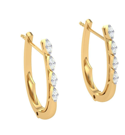 Round Cut Diamond Hoop Earrings | Graduated Diamond Accent Hoops