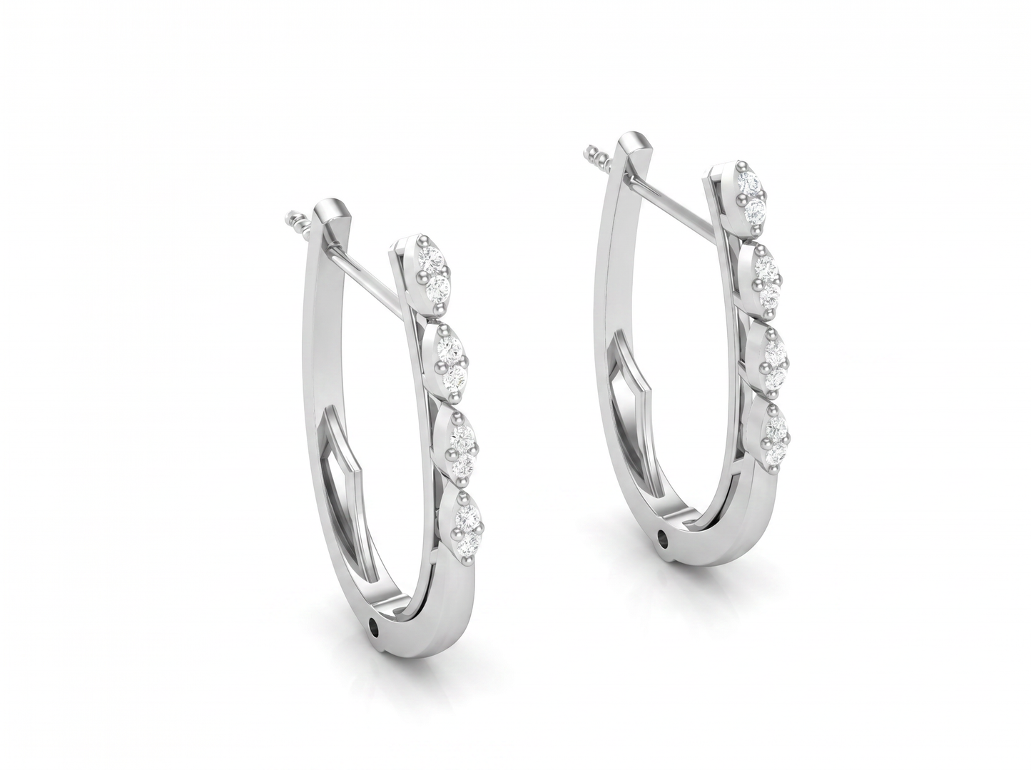 round cut diamond hoop earrings | graduated diamond accent hoops