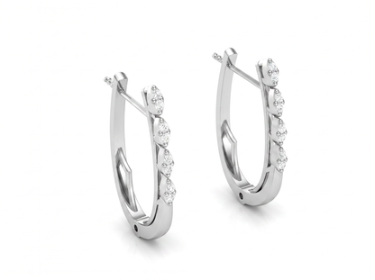 Round Cut Diamond Hoop Earrings | Graduated Diamond Accent Hoops