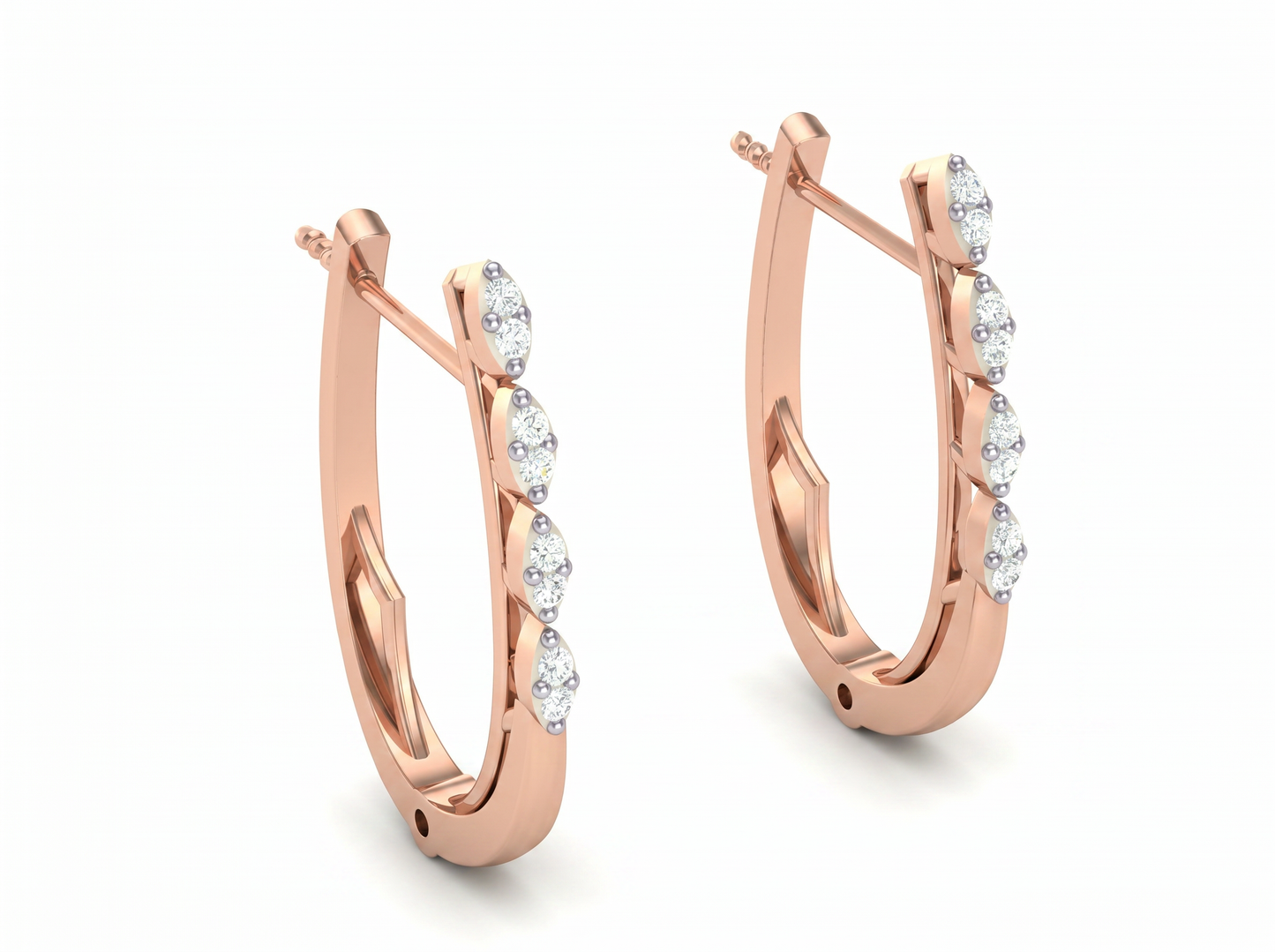 round cut diamond hoop earrings | graduated diamond accent hoops