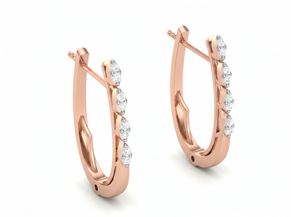 Round Cut Diamond Hoop Earrings | Graduated Diamond Accent Hoops