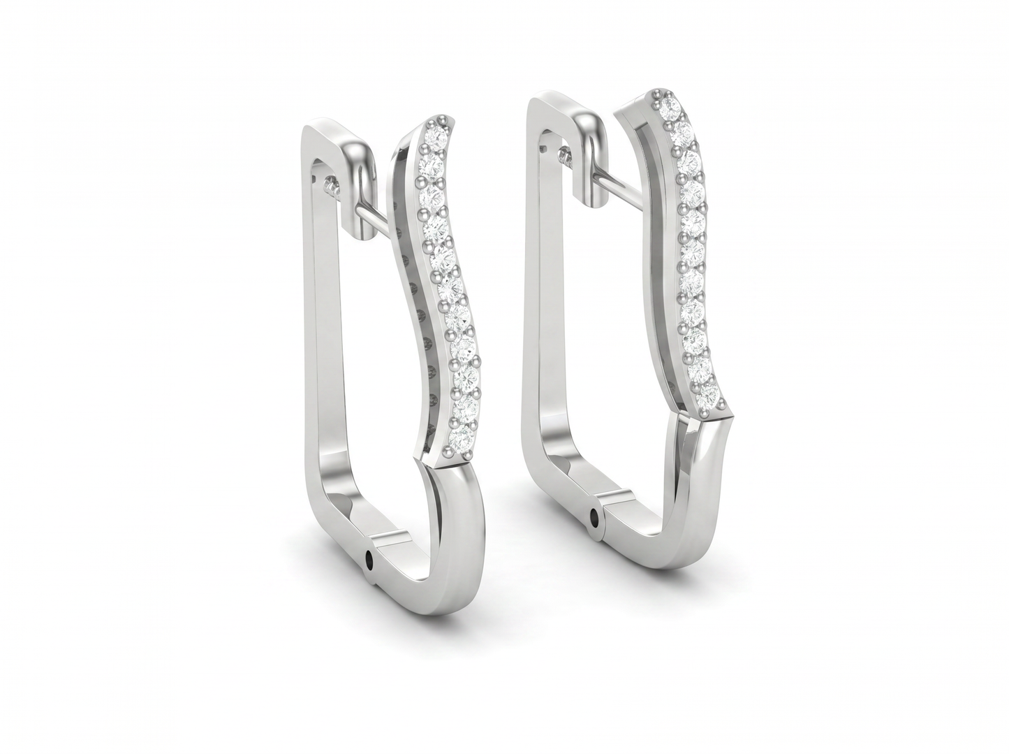 round cut diamond hoop earrings | contemporary geometric hoops