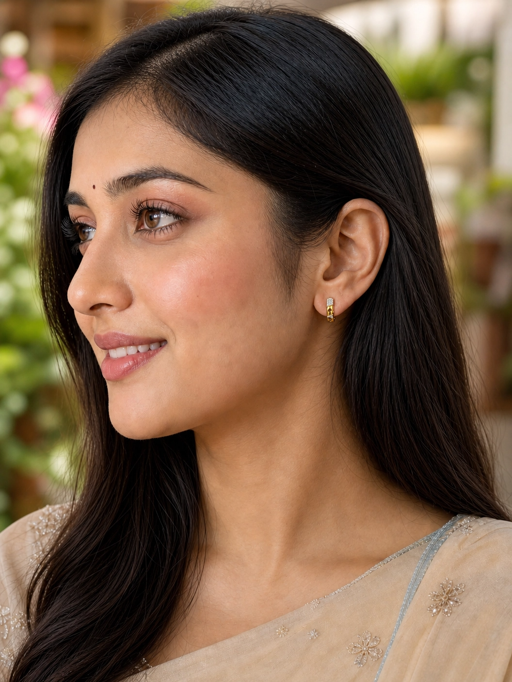 round cut diamond hoop earrings | contemporary pavé cluster design