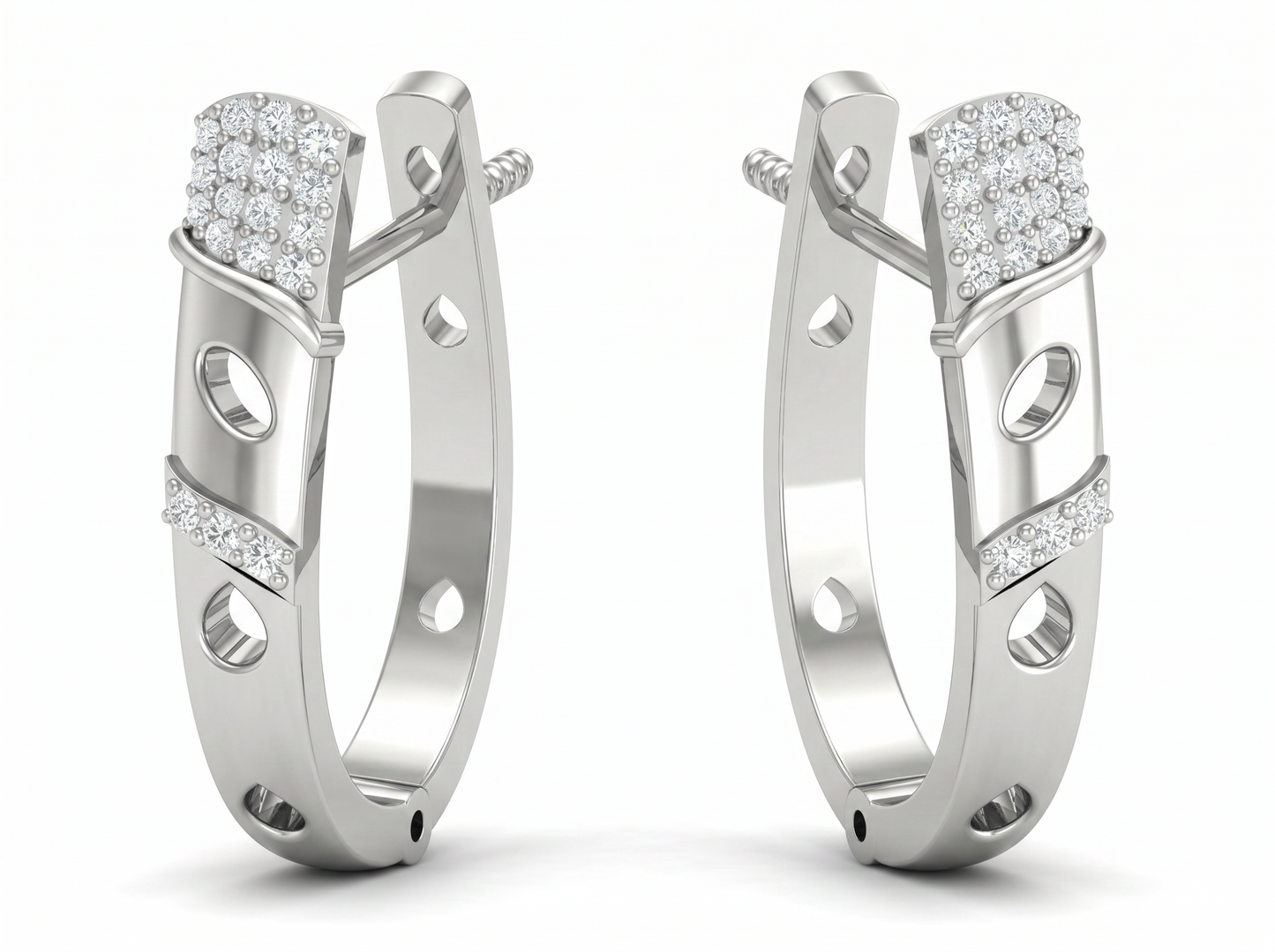 round cut diamond hoop earrings | contemporary pavé cluster design