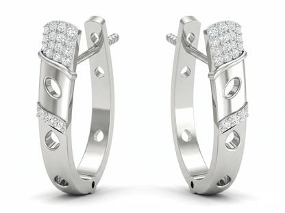 Round Cut Diamond Hoop Earrings | Contemporary Pavé Cluster Design