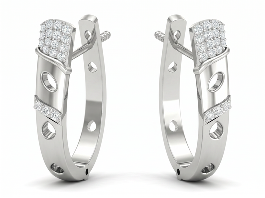 Round Cut Diamond Hoop Earrings | Contemporary Pavé Cluster Design