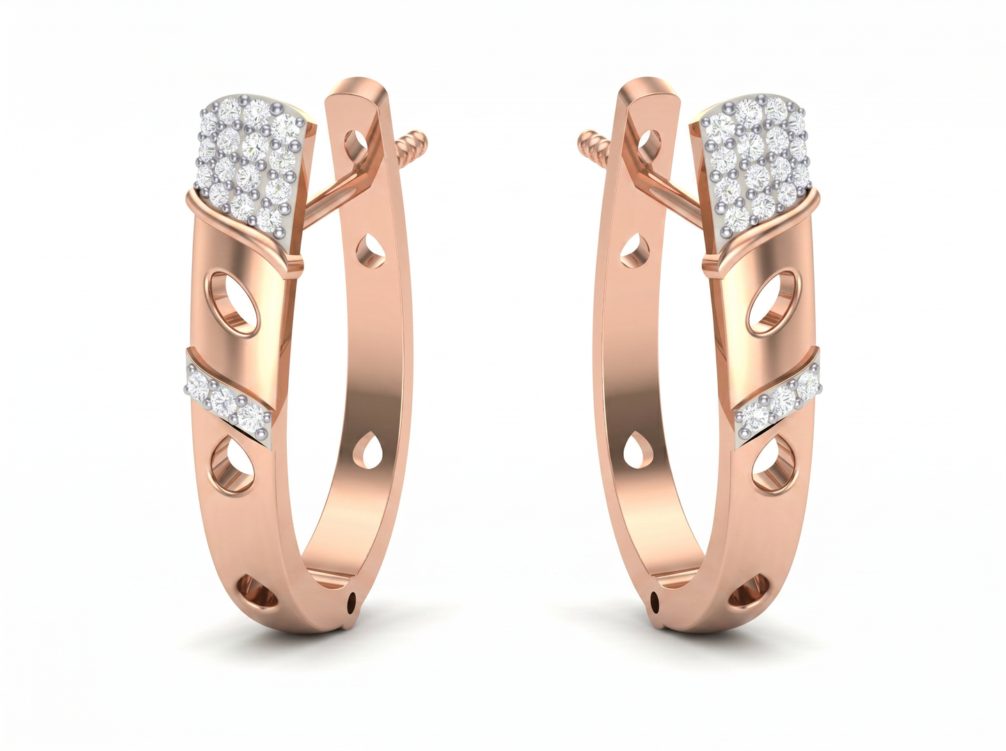 round cut diamond hoop earrings | contemporary pavé cluster design