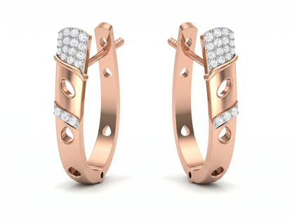 Round Cut Diamond Hoop Earrings | Contemporary Pavé Cluster Design