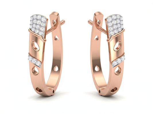 Round Cut Diamond Hoop Earrings | Contemporary Pavé Cluster Design