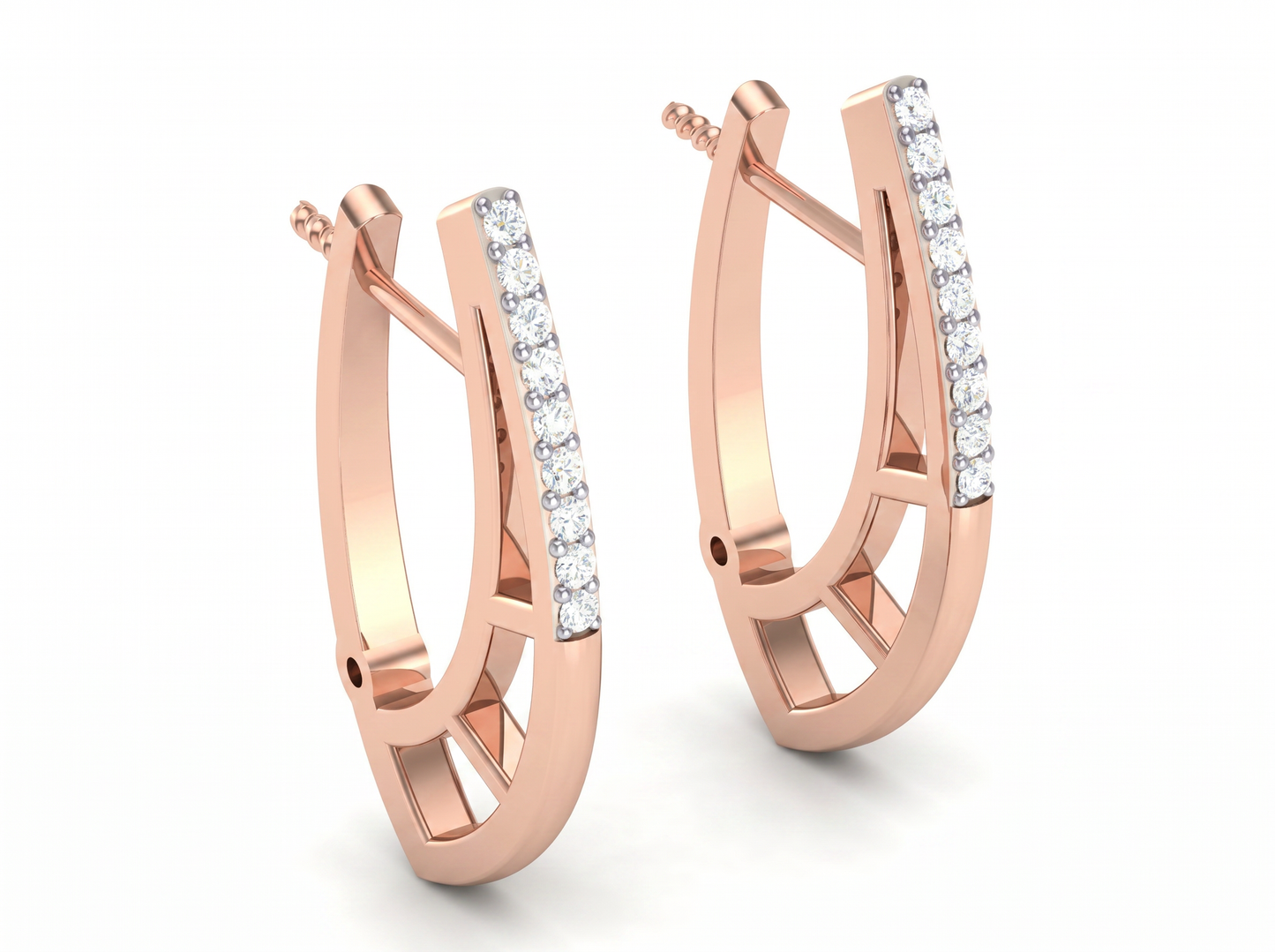 round cut diamond hoop earrings | modern openwork diamond hoops