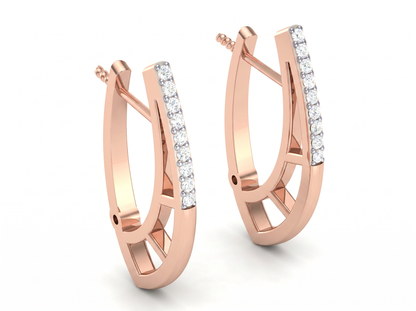 Round Cut Diamond Hoop Earrings | Modern Openwork Diamond Hoops