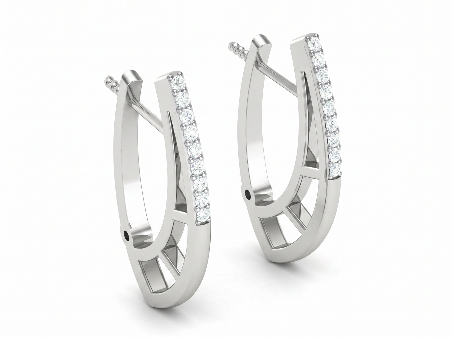 round cut diamond hoop earrings | modern openwork diamond hoops