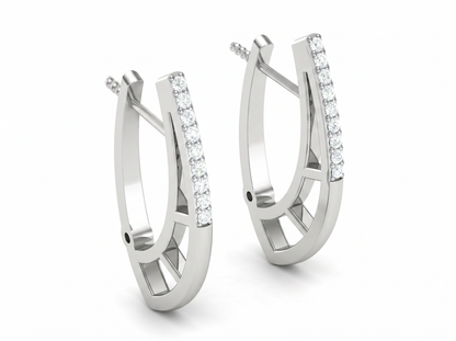 Round Cut Diamond Hoop Earrings | Modern Openwork Diamond Hoops