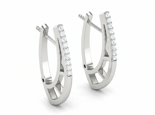 Round Cut Diamond Hoop Earrings | Modern Openwork Diamond Hoops