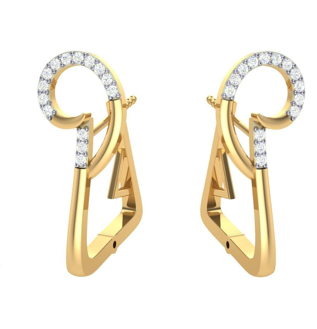 round cut diamond swirl hoop earrings | contemporary sculpted design