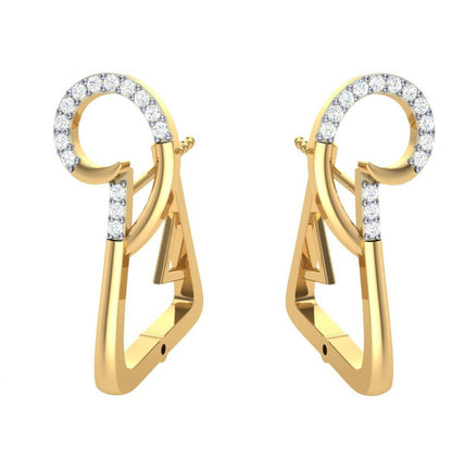 Round Cut Diamond Swirl Hoop Earrings | Contemporary Sculpted Design