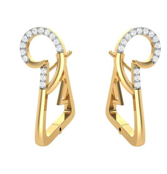 Round Cut Diamond Swirl Hoop Earrings | Contemporary Sculpted Design