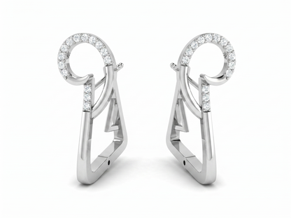 Round Cut Diamond Swirl Hoop Earrings | Contemporary Sculpted Design