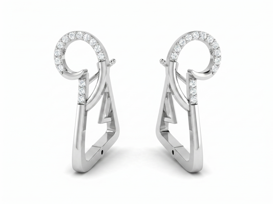 Round Cut Diamond Swirl Hoop Earrings | Contemporary Sculpted Design