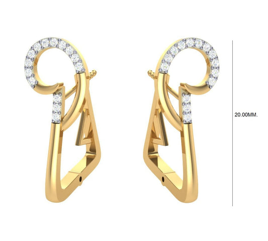 Round Cut Diamond Swirl Hoop Earrings | Contemporary Sculpted Design