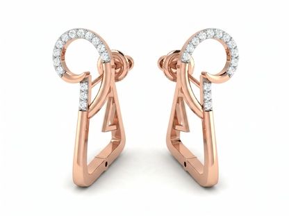 Round Cut Diamond Swirl Hoop Earrings | Contemporary Sculpted Design