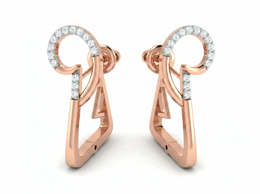 Round Cut Diamond Swirl Hoop Earrings | Contemporary Sculpted Design
