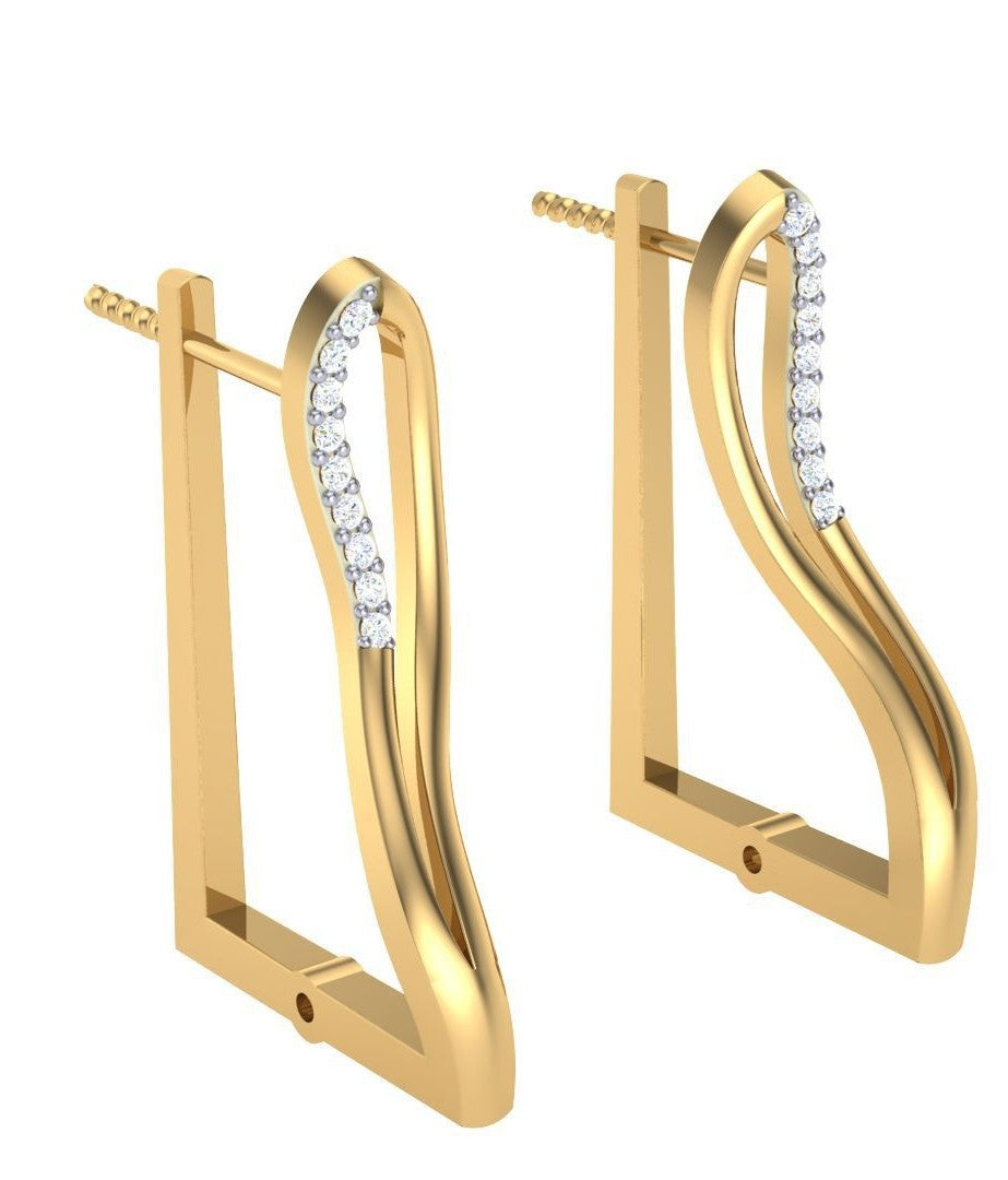 round cut diamond wave hoop earrings | modern curved silhouette