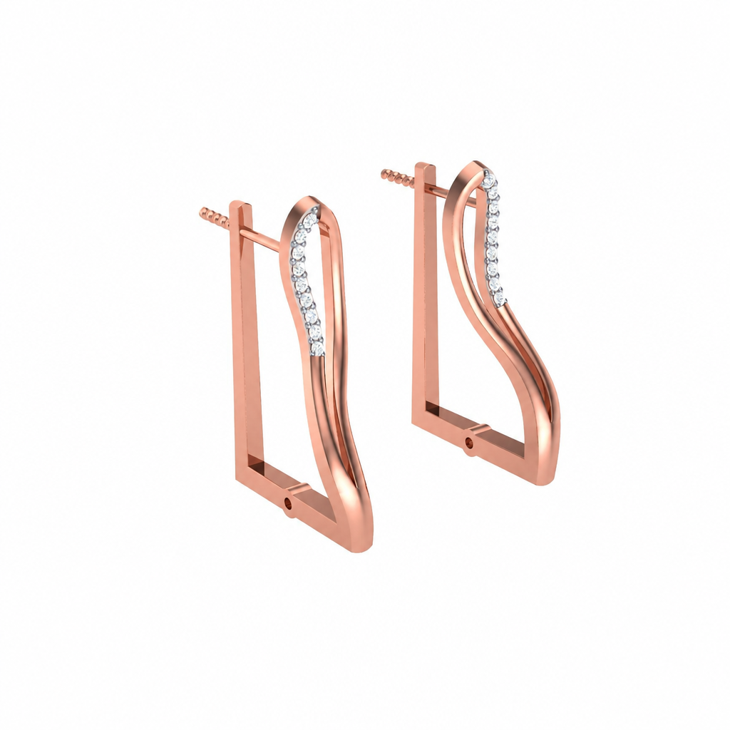 round cut diamond wave hoop earrings | modern curved silhouette