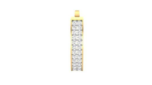 Round Cut Diamond Hoop Earrings | Triple Row Pavé Design