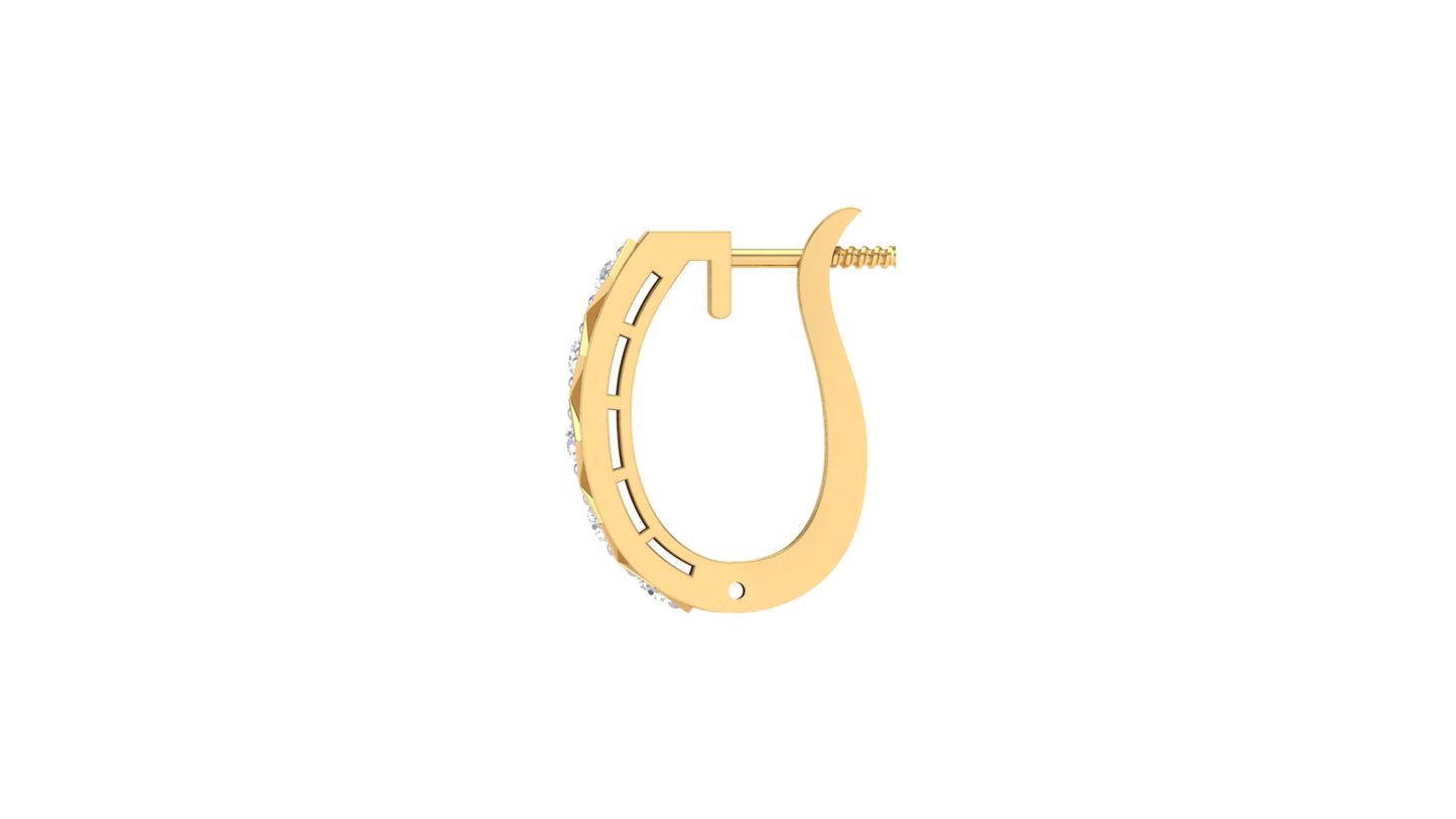 round cut diamond hoop earrings | geometric bezel set design