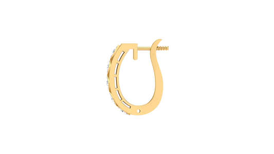 Round Cut Diamond Hoop Earrings | Geometric Bezel Set Design