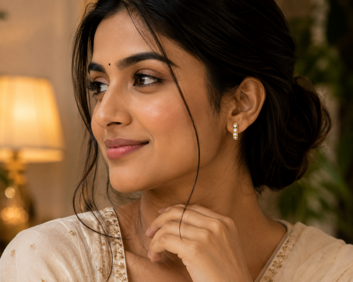 round cut diamond hoop earrings | geometric bezel set design