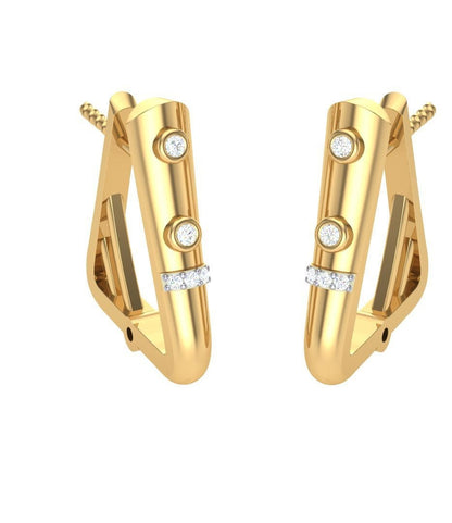 Round Cut Diamond Hoop Earrings | Modern Bezel Accent Design