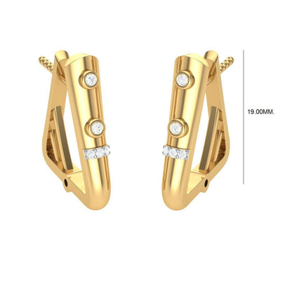 Round Cut Diamond Hoop Earrings | Modern Bezel Accent Design