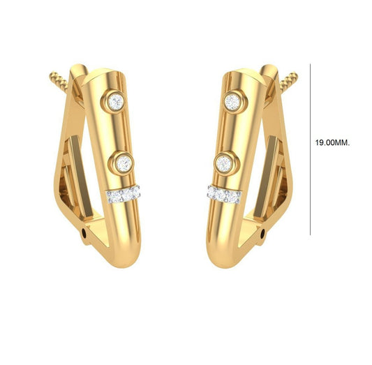 Round Cut Diamond Hoop Earrings | Modern Bezel Accent Design
