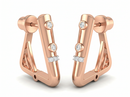 Round Cut Diamond Hoop Earrings | Modern Bezel Accent Design