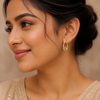 Round Cut Diamond Hoop Earrings | Swirl Accent Design