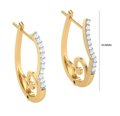 Round Cut Diamond Hoop Earrings | Swirl Accent Design