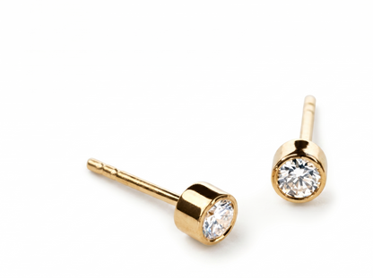 Men’s Round Diamond Bezel Set Stud Earrings | Minimal Classic Design