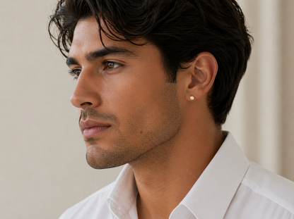 Men’s Round Diamond Bezel Set Stud Earrings | Minimal Classic Design