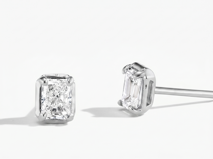 Men’s Radiant Cut Diamond Stud Earrings | Classic Four Prong Design