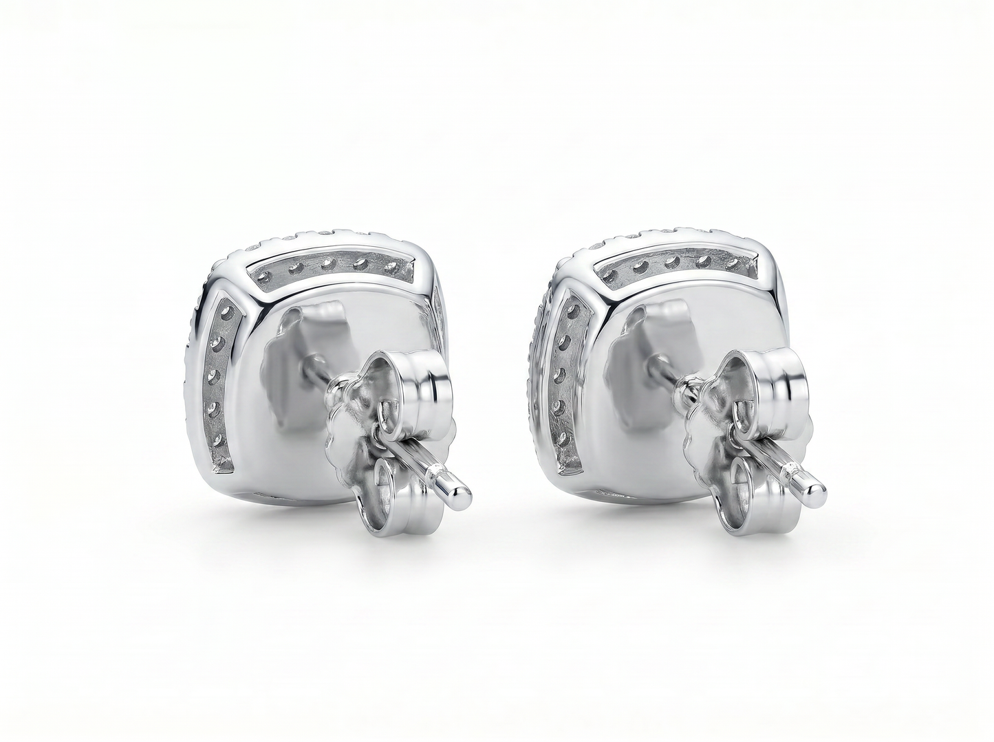 men’s cushion cut diamond halo stud earrings | classic cluster design