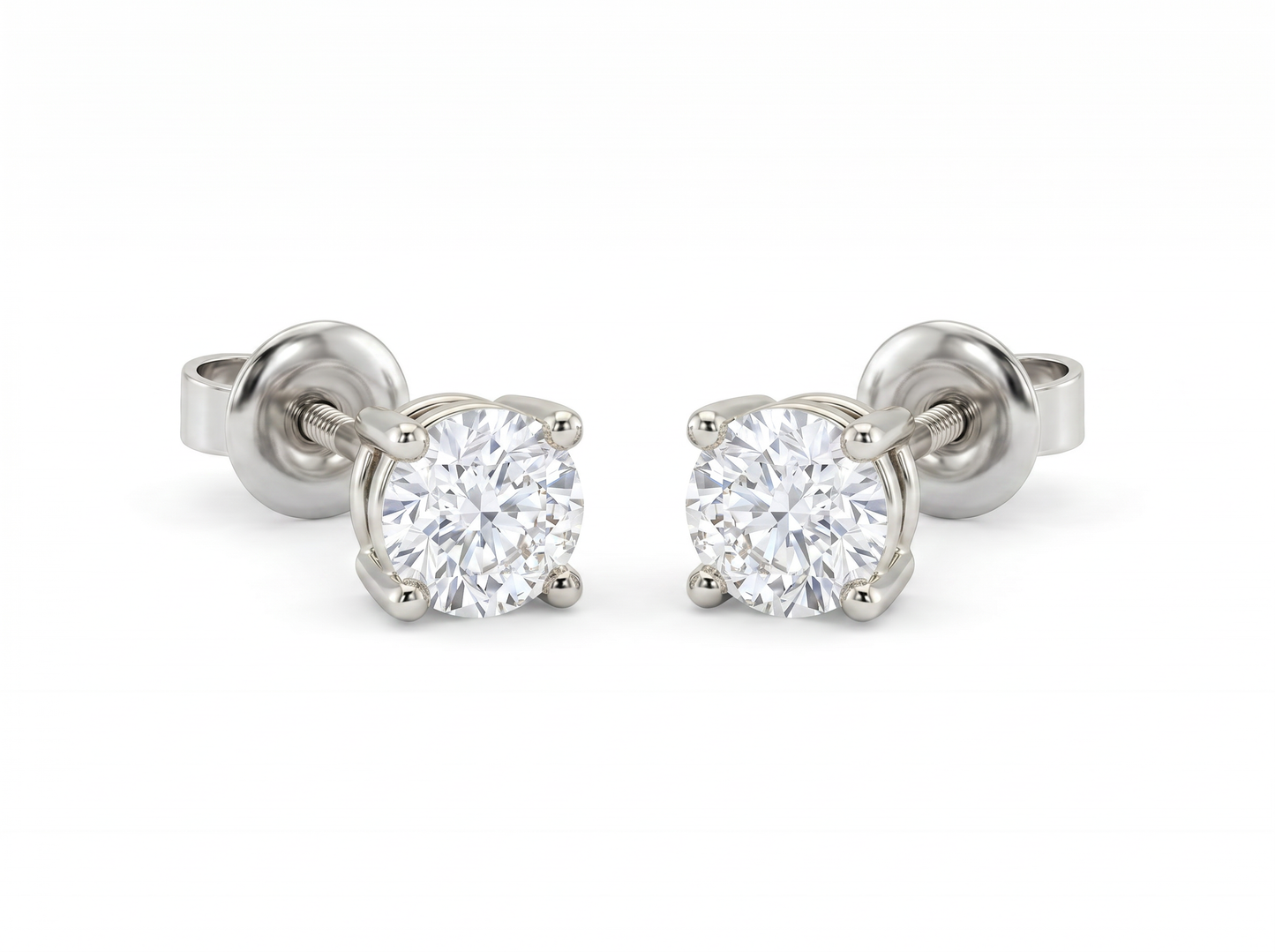 men’s round diamond solitaire stud earrings | classic four prong design