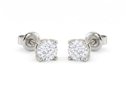 Men’s Round Diamond Solitaire Stud Earrings | Classic Four Prong Design