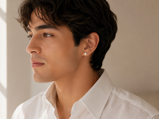Men’s Round Diamond Solitaire Stud Earrings | Classic Four Prong Design