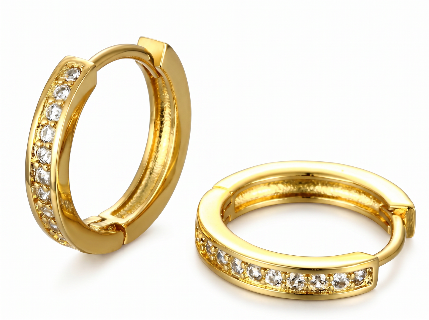 men’s round diamond channel set hoop earrings | classic nine stone design