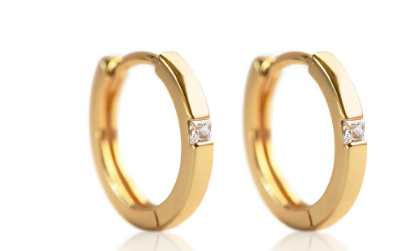 Men’s Princess Cut Diamond Hoop Earrings | Minimal Bezel Set Design