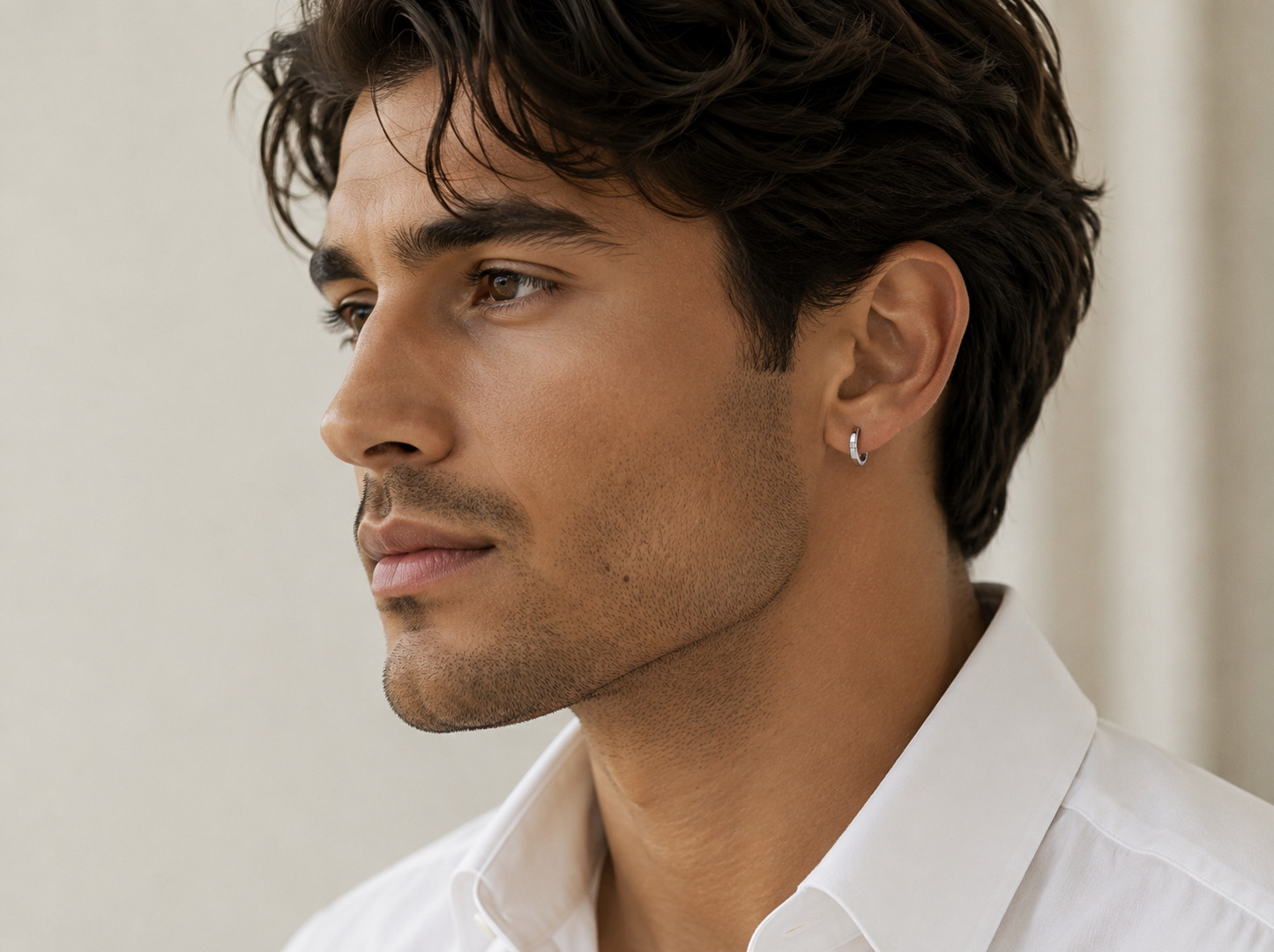 men’s princess cut diamond hoop earrings | minimal bezel set design