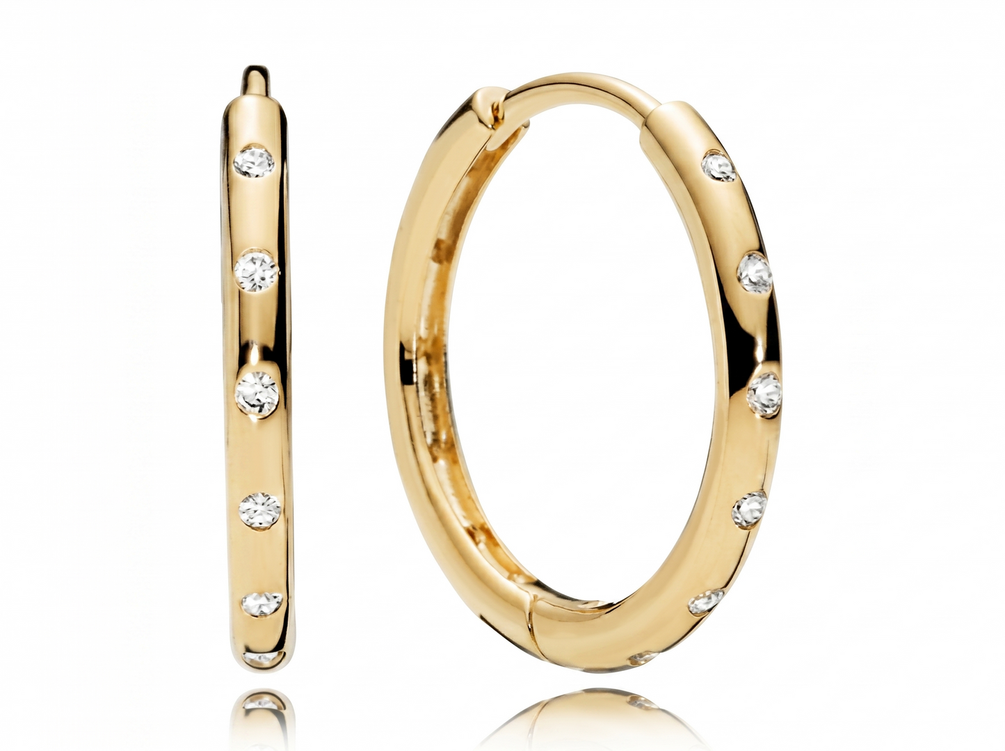 men’s round diamond hoop earrings | scattered bezel set design